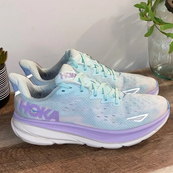 Hoka One One Clifton 9 Athletic Shoes Green Sunlit Ocean/Lilac Mist Size 10.5B - Picture 3 of 16